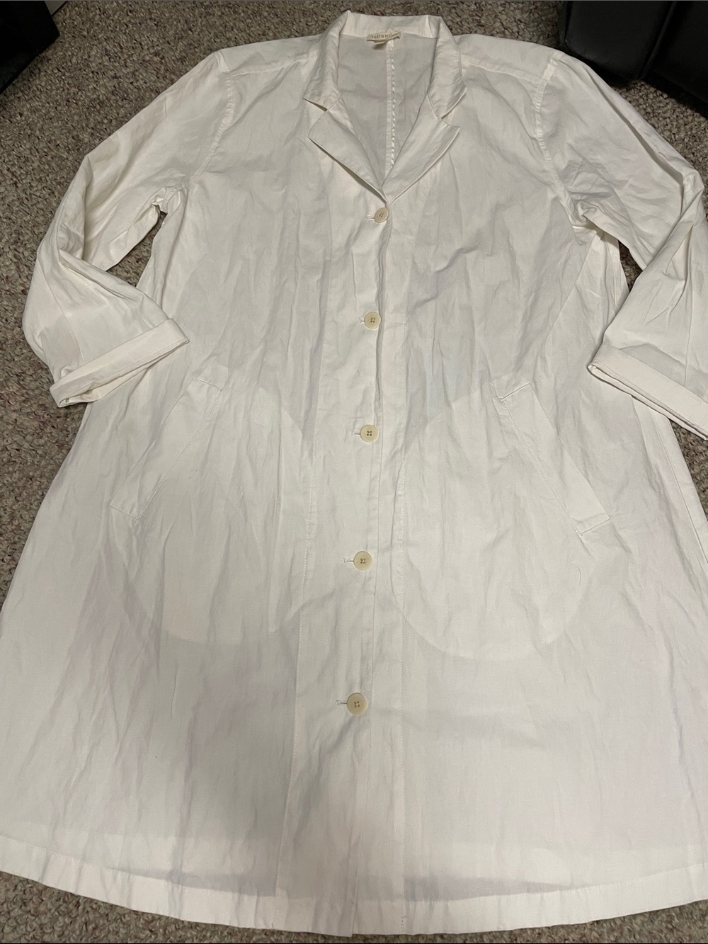 Eileen fisher White organic cotton Women's Lightweight Button-Front Coat